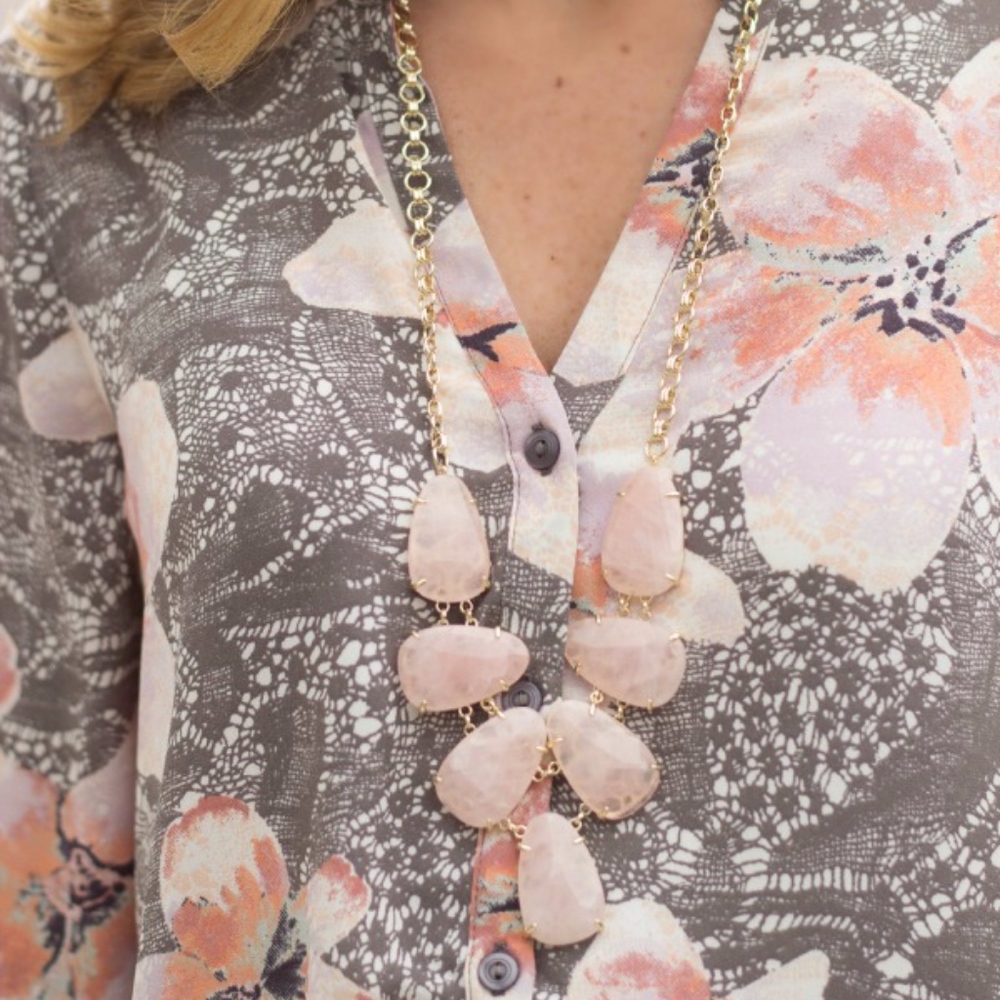 Kendra Scott Rose Quartz Harlie Necklace